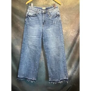 OLIVER LOGAN Madison Wide Leg Jeans Women's Size‎ 27 Distressed Raw Hem